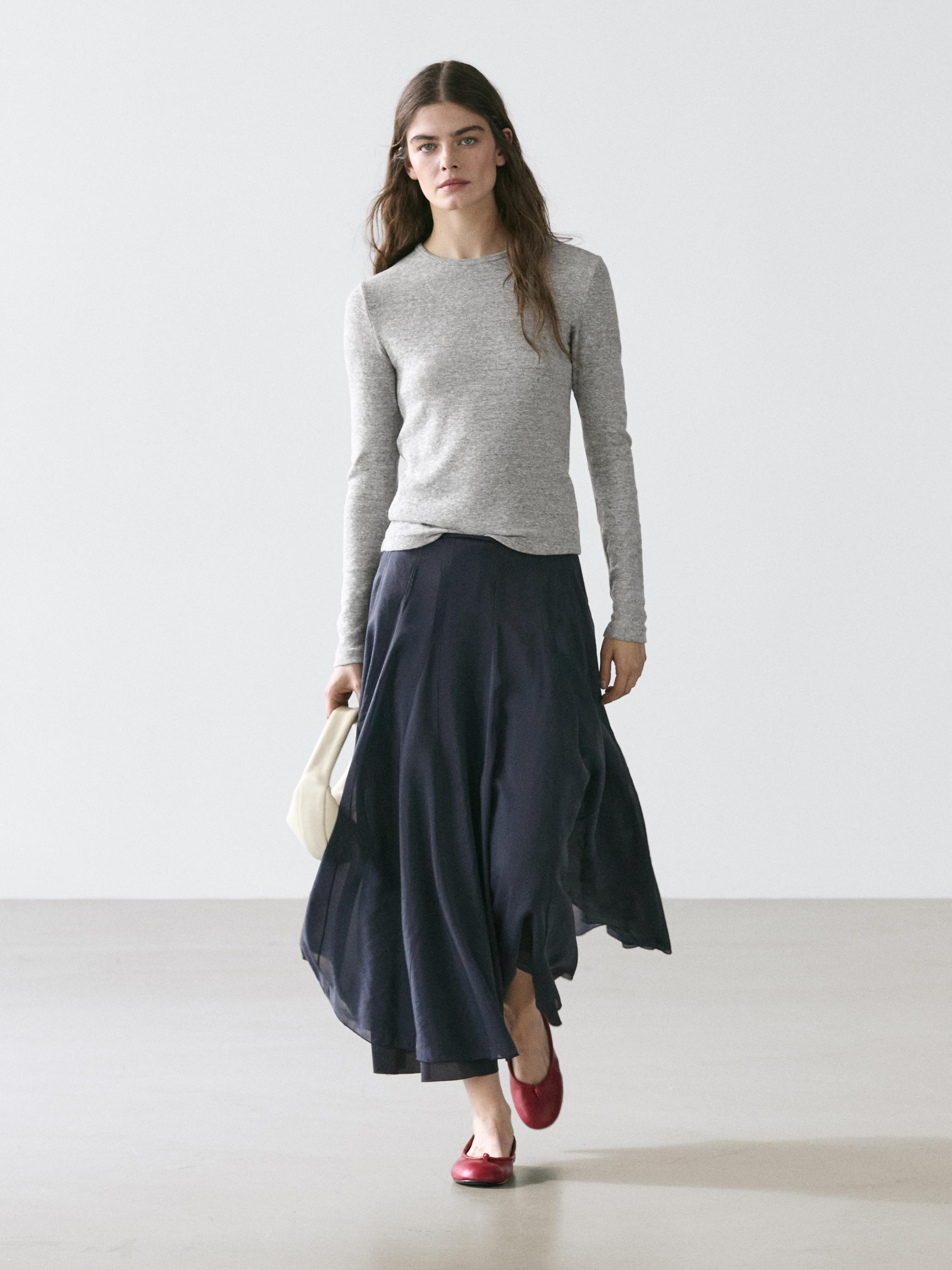 Long sleeve T-shirt with flecked detail